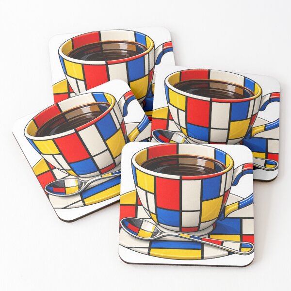 Item preview, Primary Color Grid Coffee Cup – Mondrian Inspired designed and sold by ChicClicker.