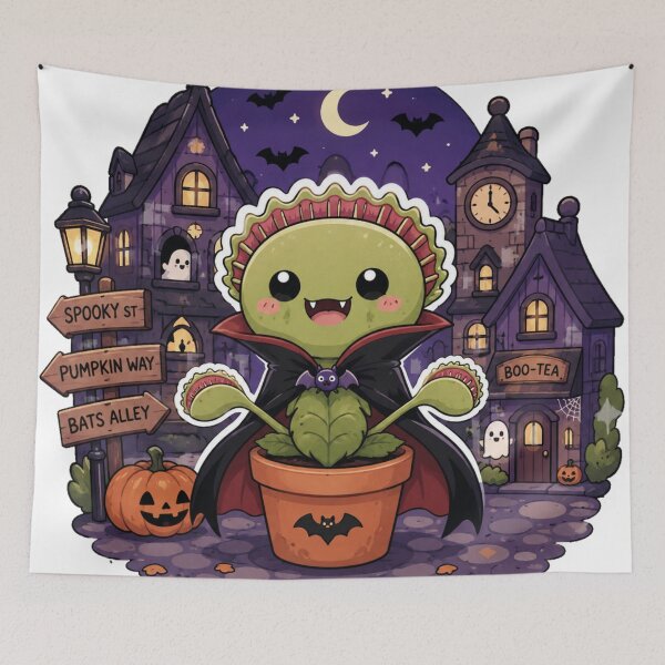 Item preview, Vampire Venus Flytrap Halloween Cute Carnivorous Plant Dracula Spooky Town designed and sold by Yellowriversss.