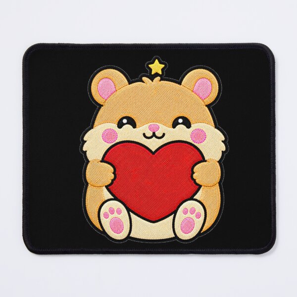 Item preview, Cute Hamster Hugging Red Heart Kawaii Embroidery Patch designed and sold by ColorSplash123.