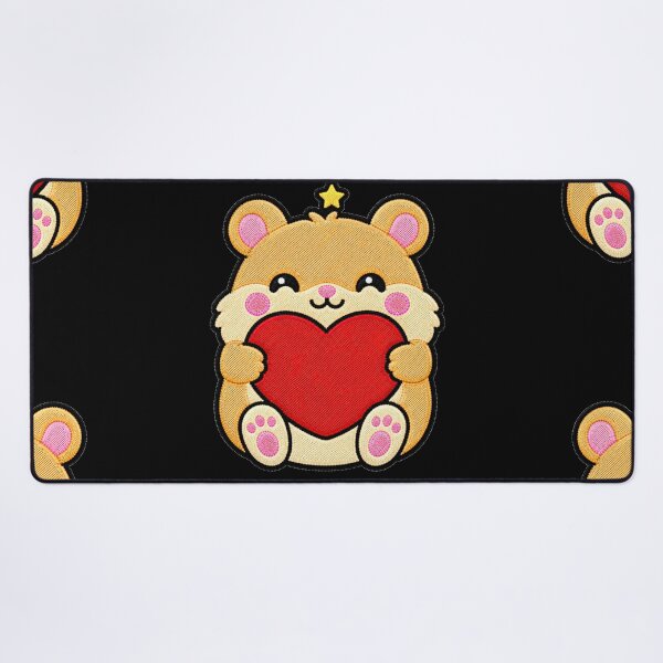 Item preview, Cute Hamster Hugging Red Heart Kawaii Embroidery Patch designed and sold by ColorSplash123.
