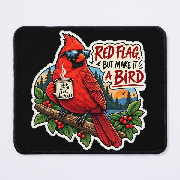 Item preview, Red Flag But Make It a Bird | Funny Cardinal Birdwatching Retro Design designed and sold by Jankes88.