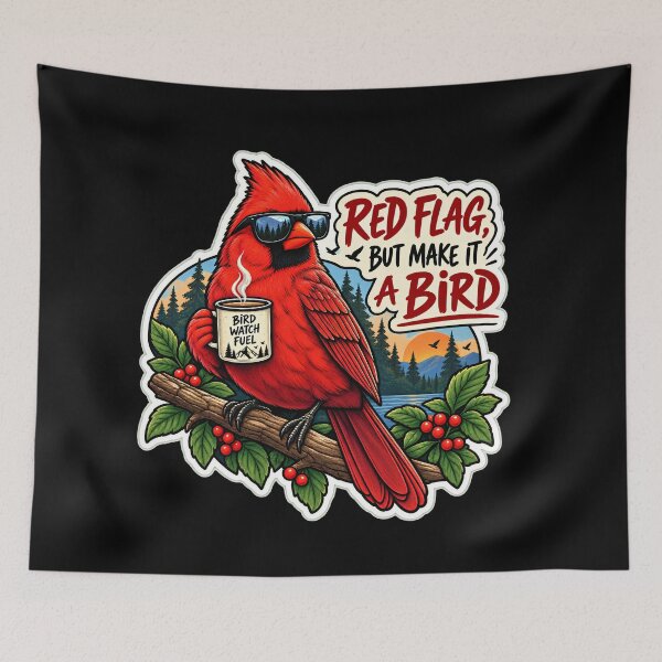 Item preview, Red Flag But Make It a Bird | Funny Cardinal Birdwatching Retro Design designed and sold by Jankes88.