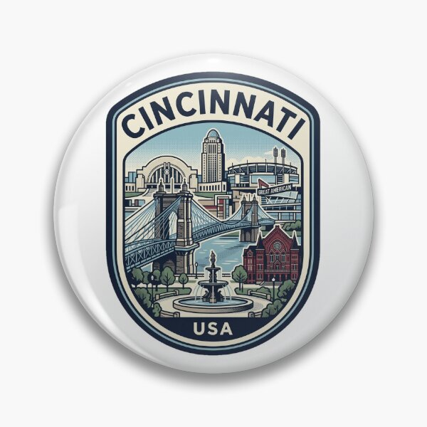 Item preview, Cincinnati Ohio Skyline Retro Travel Badge designed and sold by k3rstman1.
