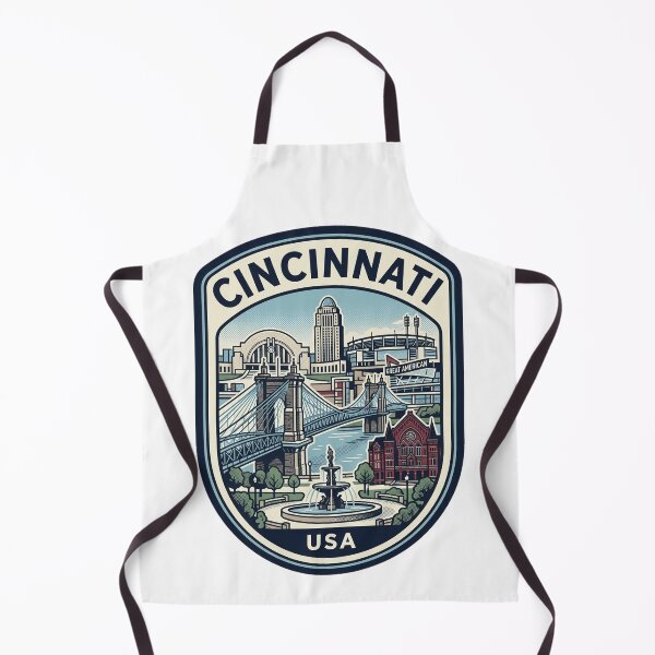 Artikelvorschau, Retro-Reiseabzeichen mit Skyline von Cincinnati, Ohio entworfen und verkauft von k3rstman1.