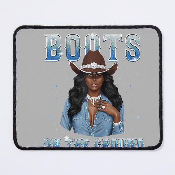Item preview, Afro Black Melanin Queen Western Cowgirl Hat Boots On Ground designed and sold by GreggRoss.