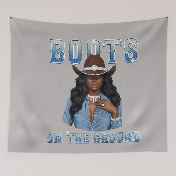 Item preview, Afro Black Melanin Queen Western Cowgirl Hat Boots On Ground designed and sold by GreggRoss.