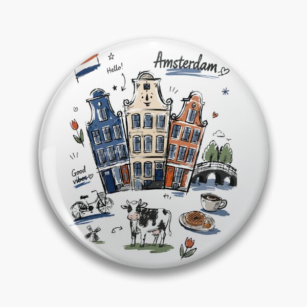 Item preview, Cute Canal Houses Amsterdam Doodle Art v2 designed and sold by RamyGallery.