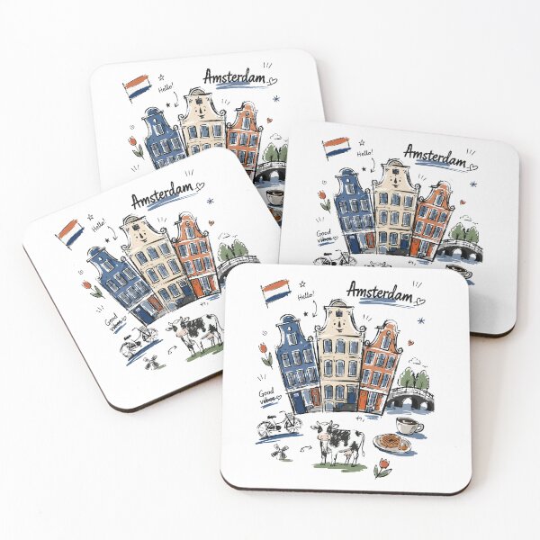 Item preview, Cute Canal Houses Amsterdam Doodle Art v2 designed and sold by RamyGallery.