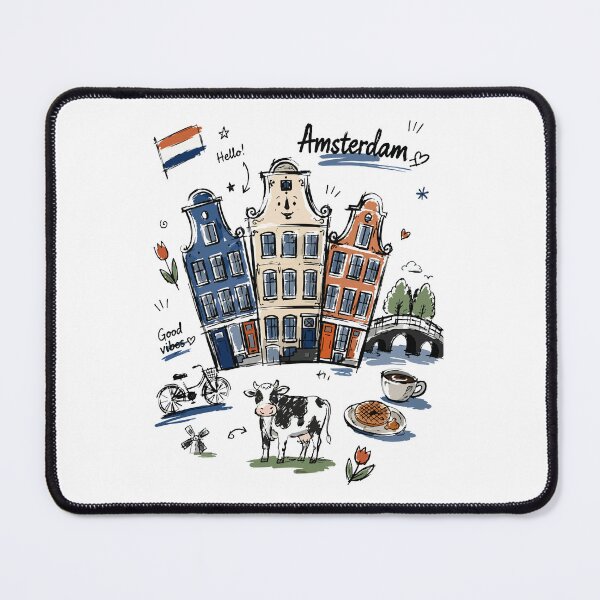 Item preview, Cute Canal Houses Amsterdam Doodle Art v2 designed and sold by RamyGallery.