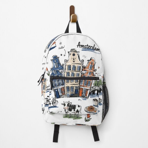 Item preview, Cute Canal Houses Amsterdam Doodle Art v2 designed and sold by RamyGallery.