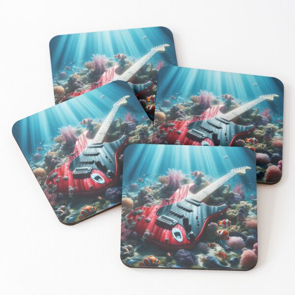Item preview, Red Electric guitar underwater designed and sold by JALNERVION SHOP.