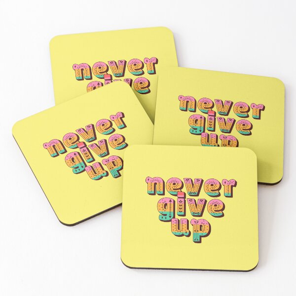 Item preview, Never Give Up quote, motivation, typography, folk art designed and sold by Mauswohn.
