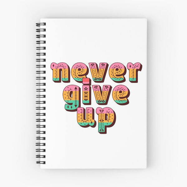 Item preview, Never Give Up quote, motivation, typography, folk art designed and sold by Mauswohn.