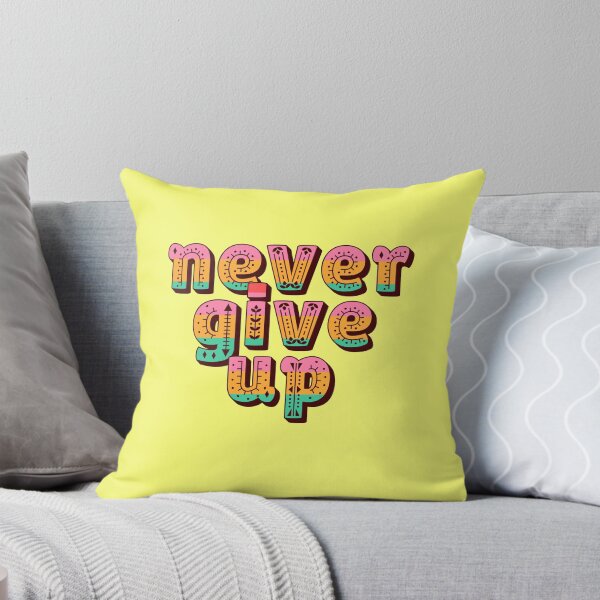 Item preview, Never Give Up quote, motivation, typography, folk art designed and sold by Mauswohn.