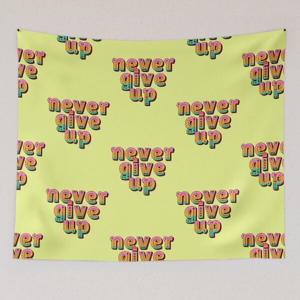 Item preview, Never Give Up quote, motivation, typography, folk art designed and sold by Mauswohn.