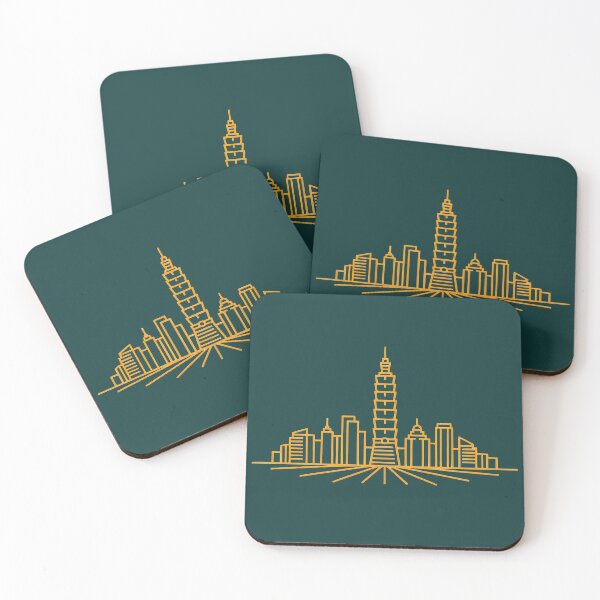 Item preview, Taipei Skyline Line Art – Minimalist Taiwan Cityscape designed and sold by KungPowUnicorn.