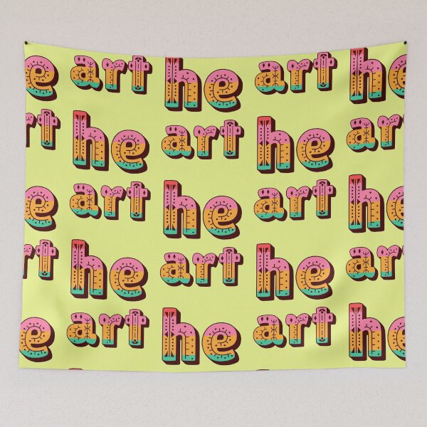 Item preview, Heart typography saying love folk art designed and sold by Mauswohn.