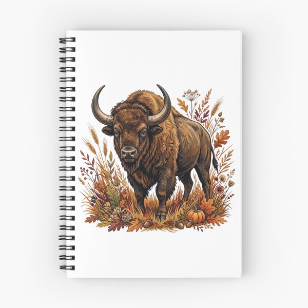 Item preview, Vintage Autumn Bison Illustration Rustic Fall Harvest Wildlife Nature designed and sold by raedattia.