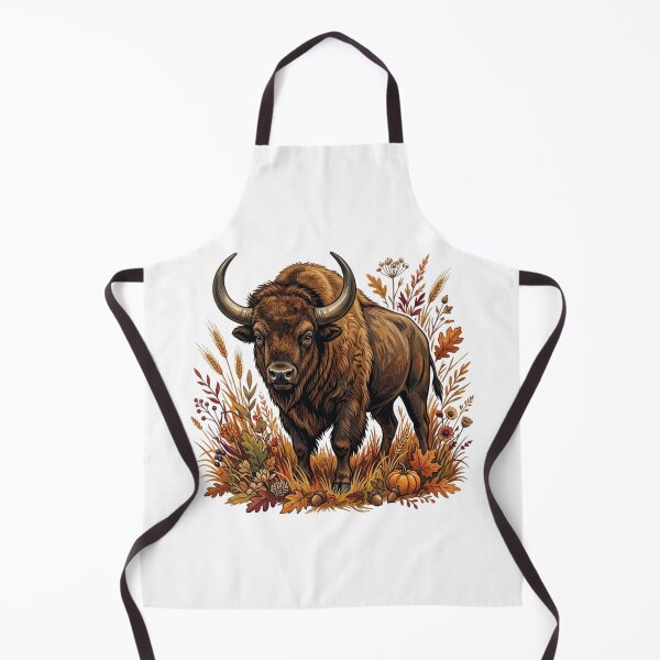 Item preview, Vintage Autumn Bison Illustration Rustic Fall Harvest Wildlife Nature designed and sold by raedattia.