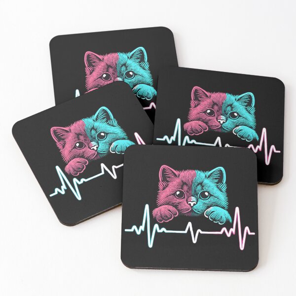Item preview, Neon Cat Heartbeat Art designed and sold by GiaoCalonas.