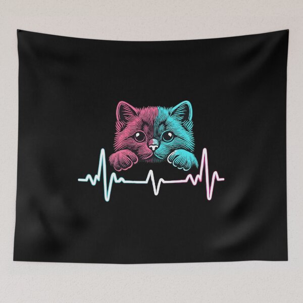 Item preview, Neon Cat Heartbeat Art designed and sold by GiaoCalonas.