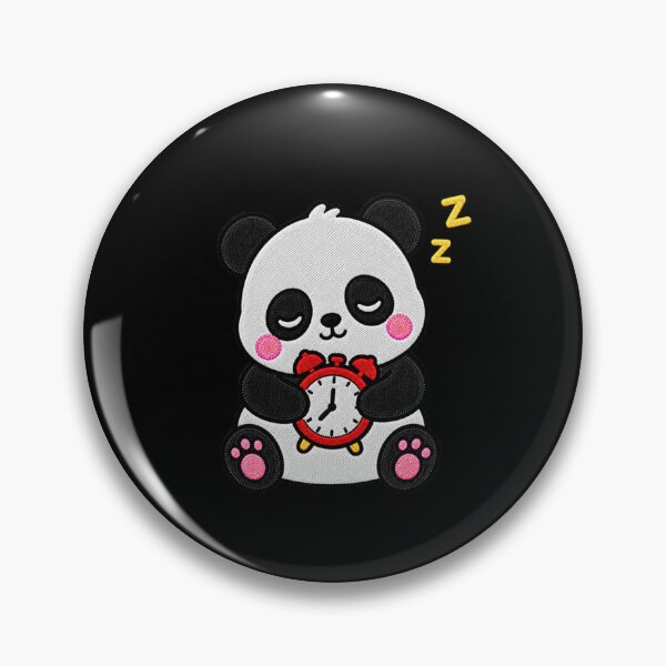 Item preview, Sleepy Panda with Alarm Clock Kawaii Embroidery Patch designed and sold by ColorSplash123.