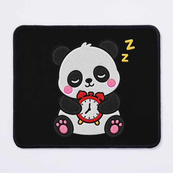 Item preview, Sleepy Panda with Alarm Clock Kawaii Embroidery Patch designed and sold by ColorSplash123.
