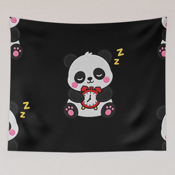 Item preview, Sleepy Panda with Alarm Clock Kawaii Embroidery Patch designed and sold by ColorSplash123.