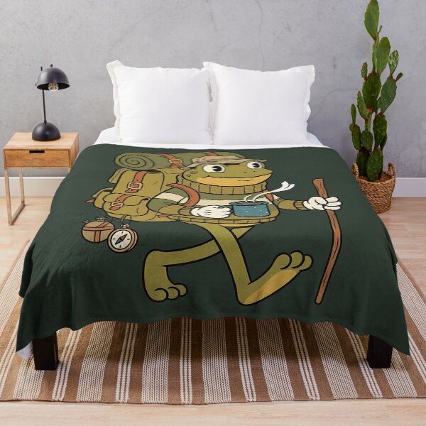 Item preview, Cozy Hiker Frog Vintage Cartoon Wilderness Explorer designed and sold by DripCultureLab.