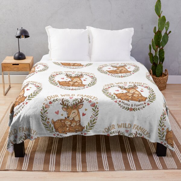 Item preview, Our Wild Family Mama Deer and Fawns Cute Motherhood Floral Wreath Nature designed and sold by raedattia.