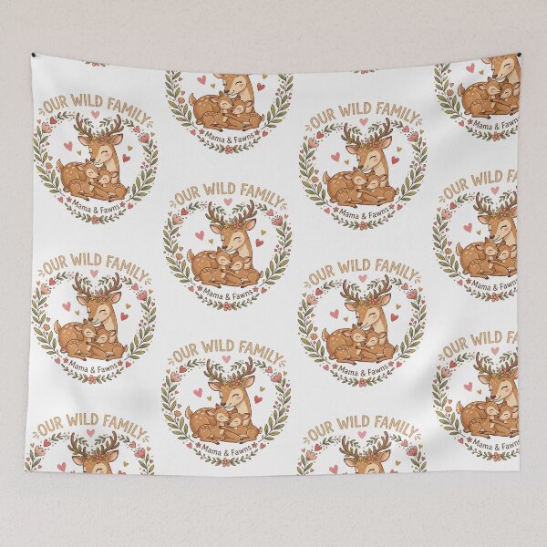 Item preview, Our Wild Family Mama Deer and Fawns Cute Motherhood Floral Wreath Nature designed and sold by raedattia.
