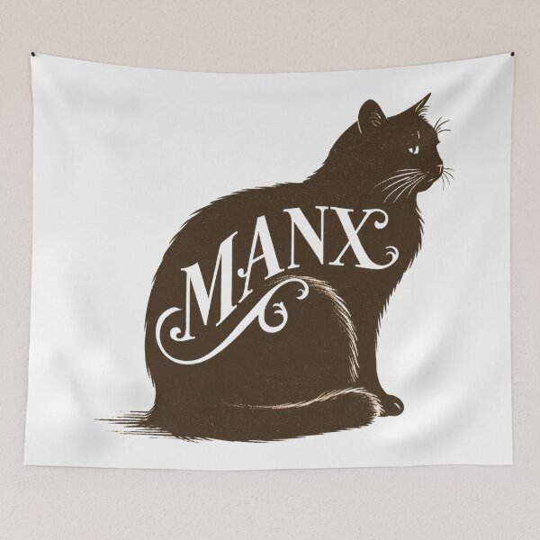 Item preview, Manx Cat Word Art | Typography Cat Silhouette Design designed and sold by AyfuDesigns.