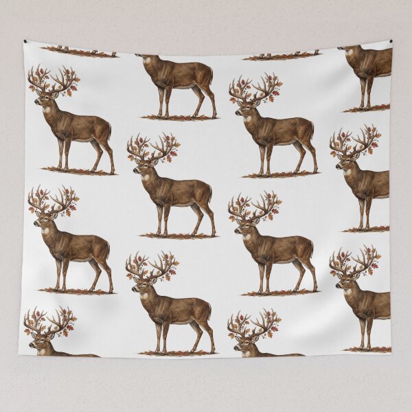 Item preview, Majestic Buck with Autumn Antlers Vintage Fall Deer Illustration Rustic Woodland Wildlife designed and sold by raedattia.