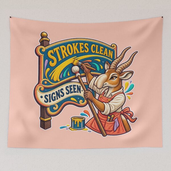 Item preview, Labor Day Saiga Sign Painter – Strokes Clean Signs Seen Embroidery Design designed and sold by Jaani-T.