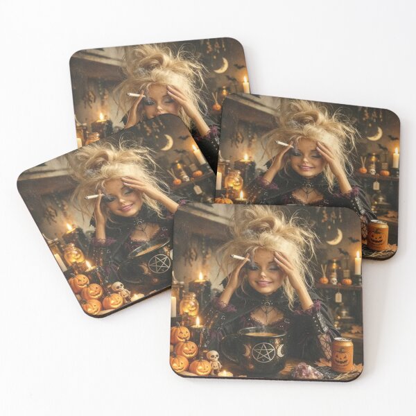 Item preview, Stressed Witch Blonde Doll Coffee Cigarette Halloween Meme designed and sold by Devilians92.