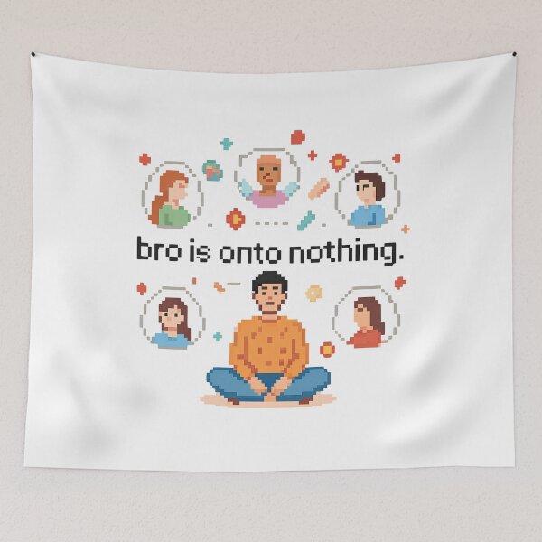 Item preview, concern meme bro is onto nothing T-Shirt, Pixel Art Meme, Meditation Humor, Retro Gaming Style, Funny Internet Graphic Tee designed and sold by pawsome purrfect.