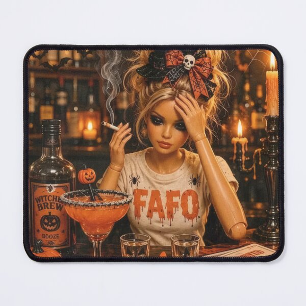 Item preview, FAFO Halloween Witch Doll Drinking Bar Cigarette Funny Meme designed and sold by Devilians92.