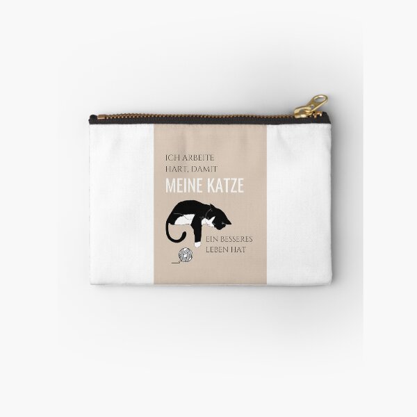 Item preview, Ich Arbeite Hart Damit Meine Katze Ein Besseres Leben Hat (I Work Hard So That My Cat Can Have A Better Life) With An Image Of A Cat With A Toy Ball And Brown Background designed and sold by Garmaramas.