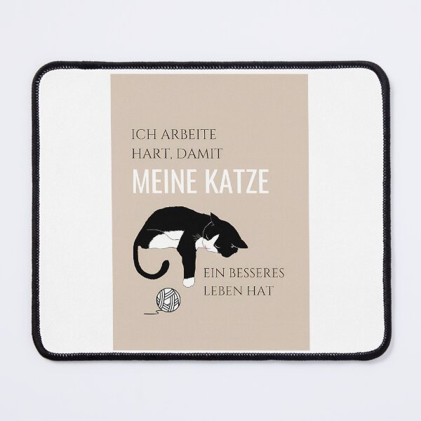 Item preview, Ich Arbeite Hart Damit Meine Katze Ein Besseres Leben Hat (I Work Hard So That My Cat Can Have A Better Life) With An Image Of A Cat With A Toy Ball And Brown Background designed and sold by Garmaramas.