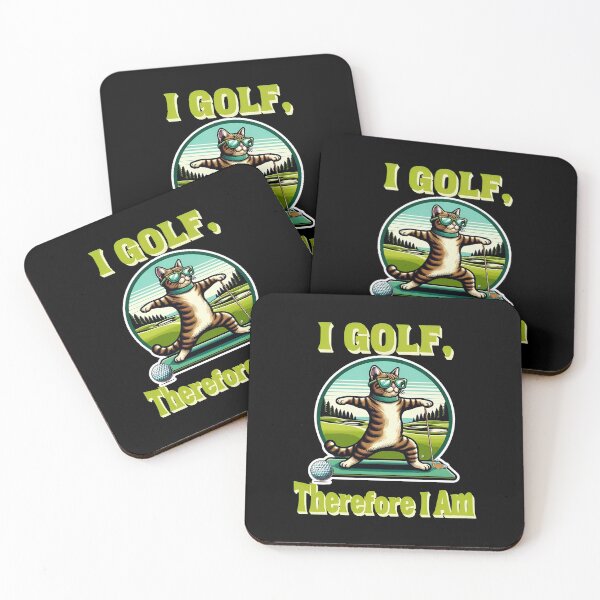 Item preview, Funny Cat Golf I Golf Therefore I Am Graphic Design designed and sold by GiaoCalonas.