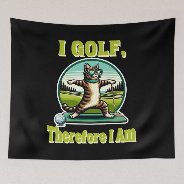 Item preview, Funny Cat Golf I Golf Therefore I Am Graphic Design designed and sold by GiaoCalonas.