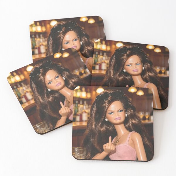Item preview, Sassy Brunette Doll Bar Middle Finger Stank Face Meme designed and sold by Devilians92.