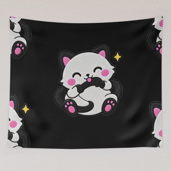 Item preview, Funny Cat Chasing Its Tail Kawaii Embroidery Patch designed and sold by ColorSplash123.
