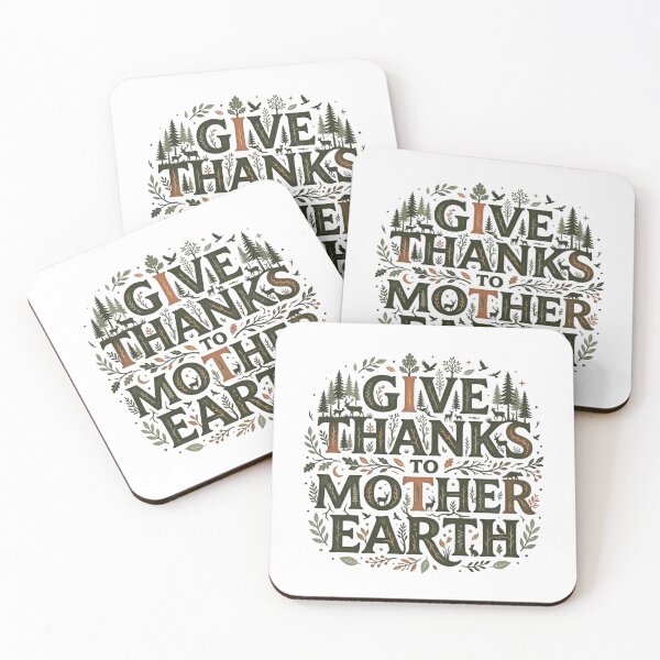 Item preview, Give Thanks to Mother Earth Typography Forest Wildlife Nature Quote Eco Friendly designed and sold by raedattia.