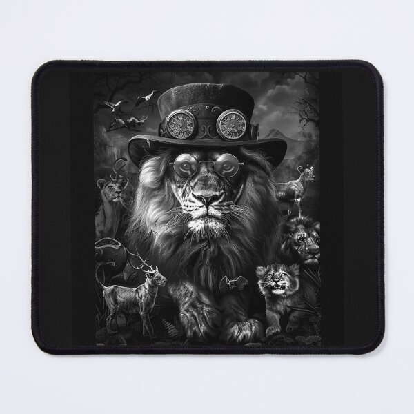 Item preview, Steampunk Lion in Top Hat Gothic Victorian Wildlife Fantasy designed and sold by inkoutninja.