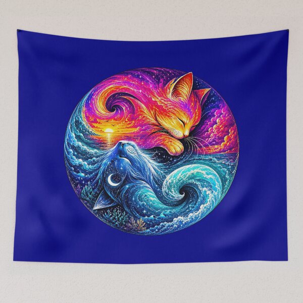 Item preview, ⚖️ PURRFECTLY BALANCED COLLECTION ⚖️ - OCEAN & SUNSET CATS designed and sold by WheelieGdArt.