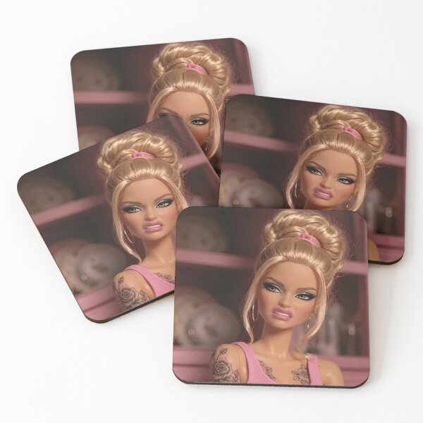 Item preview, Funny Tattooed Blonde Doll Cringe Face Reaction Meme designed and sold by Devilians92.