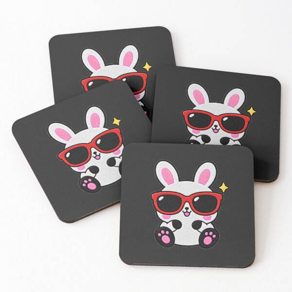 Item preview, Funny Bunny Wearing Huge Red Sunglasses Kawaii Embroidery Patch designed and sold by ColorSplash123.