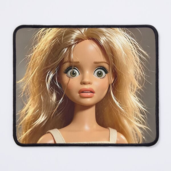 Item preview, Shocked Blonde Doll Messy Hair Cringe Reaction Meme designed and sold by Devilians92.