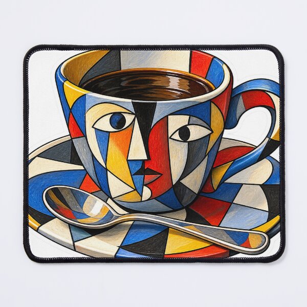 Item preview, Cubist Coffee Cup – Abstract Face Art designed and sold by ChicClicker.